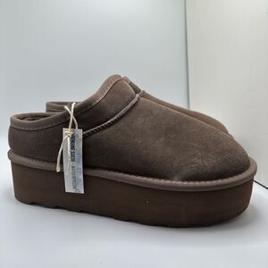 CUSHIONAIRE Women's Genuine Suede Cozy Mule Platform +Memory Foam 9 TAUPE